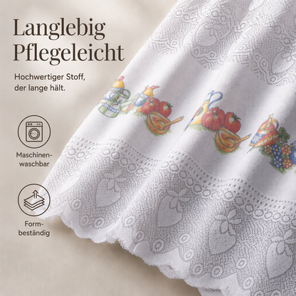🌸 Retro-Küchenvorhang aus kurzer Spitze