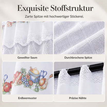 🌸 Retro-Küchenvorhang aus kurzer Spitze
