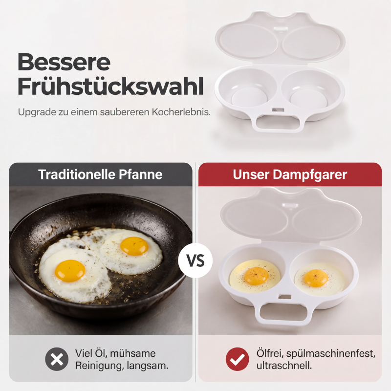 🥳2026 HEISSER VERKAUF🥳💞ÜBER 50.000 MAL VERKAUFT! 🥗🎁 50 % RABATT! Mikrowellen-Eierpochierer – mit zwei Kammern, antihaftbeschichtet und leicht zu reinigen. Gesünder als Braten – jetzt auf Vorrat kaufen und sparen! 🏠✅