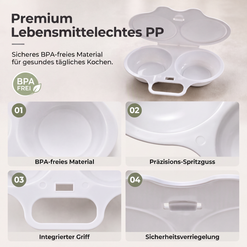 🥳2026 HEISSER VERKAUF🥳💞ÜBER 50.000 MAL VERKAUFT! 🥗🎁 50 % RABATT! Mikrowellen-Eierpochierer – mit zwei Kammern, antihaftbeschichtet und leicht zu reinigen. Gesünder als Braten – jetzt auf Vorrat kaufen und sparen! 🏠✅