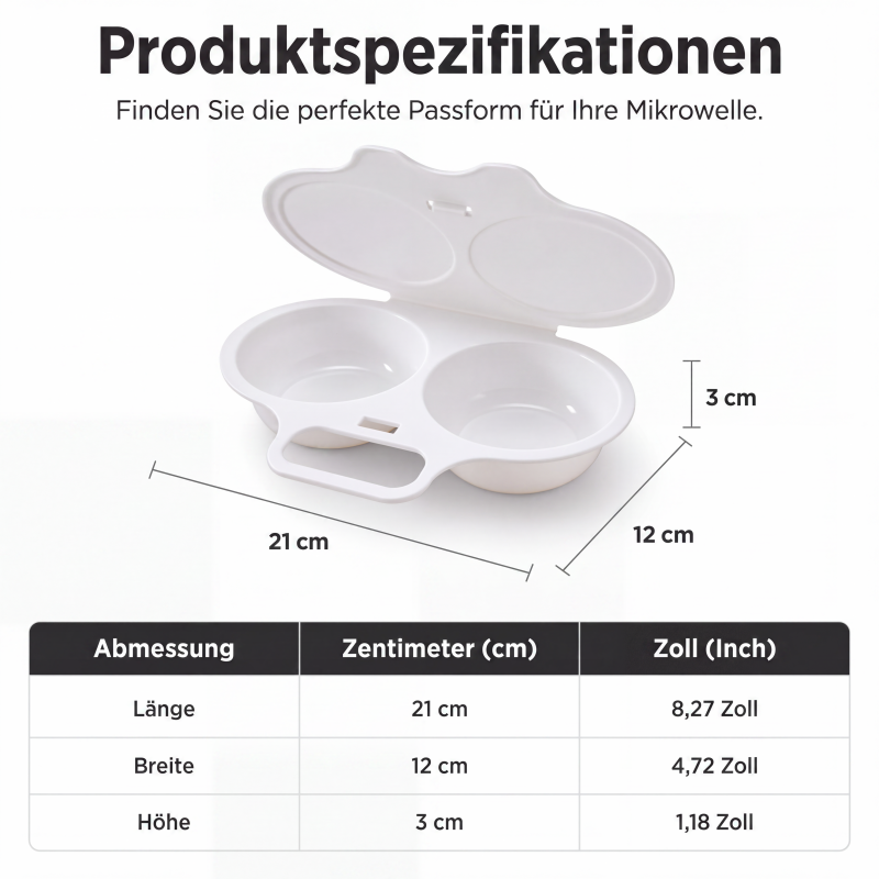 🥳2026 HEISSER VERKAUF🥳💞ÜBER 50.000 MAL VERKAUFT! 🥗🎁 50 % RABATT! Mikrowellen-Eierpochierer – mit zwei Kammern, antihaftbeschichtet und leicht zu reinigen. Gesünder als Braten – jetzt auf Vorrat kaufen und sparen! 🏠✅