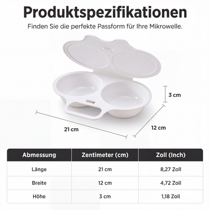 🥳2026 HEISSER VERKAUF🥳💞ÜBER 50.000 MAL VERKAUFT! 🥗🎁 50 % RABATT! Mikrowellen-Eierpochierer – mit zwei Kammern, antihaftbeschichtet und leicht zu reinigen. Gesünder als Braten – jetzt auf Vorrat kaufen und sparen! 🏠✅