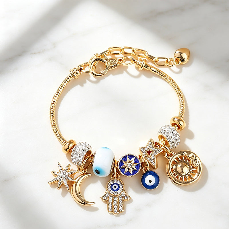 🌙☀️ Celestiales Sonne‑Mond‑Charm‑Armband｜Elegantes Mond‑Sonne Charm Armband für Damen