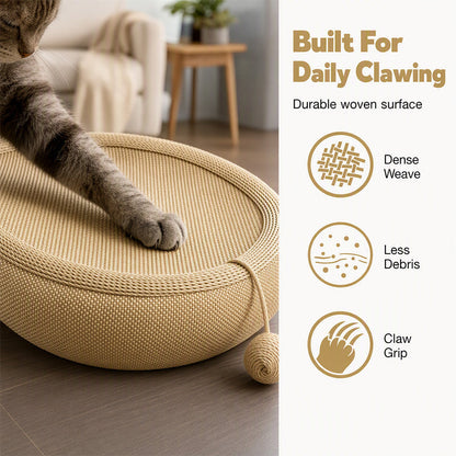 🐱 50% RABATT! 🛏️ Strapazierfähiges Sisal-Kratzbett für Katzen – Langlebige Kratzfläche, ovale Form & inkl. Spielzeug – Perfekt zum Spielen & Ausruhen ✨