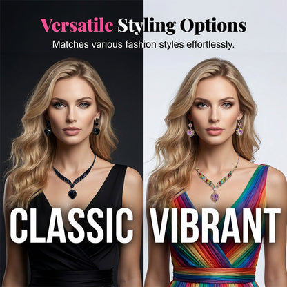 📿 50% RABATT!💎 Funkelndes Herz‑Halsketten‑ und Ohrringe‑Set, elegantes Schmuckset für Alltag & Feier 💖