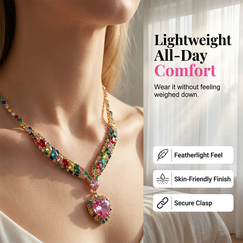 📿 50% RABATT!💎 Funkelndes Herz‑Halsketten‑ und Ohrringe‑Set, elegantes Schmuckset für Alltag & Feier 💖