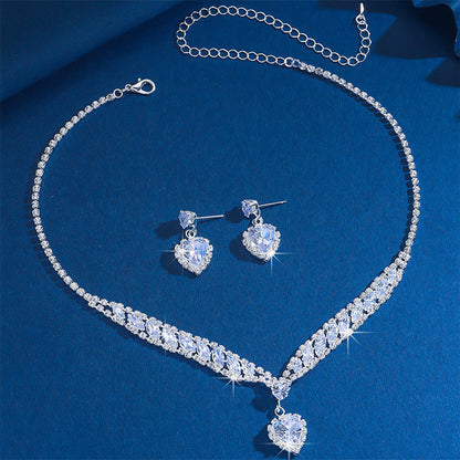 📿 50% RABATT!💎 Funkelndes Herz‑Halsketten‑ und Ohrringe‑Set, elegantes Schmuckset für Alltag & Feier 💖