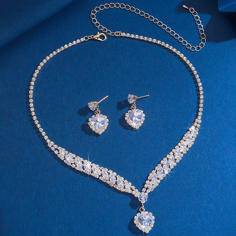 📿 50% RABATT!💎 Funkelndes Herz‑Halsketten‑ und Ohrringe‑Set, elegantes Schmuckset für Alltag & Feier 💖