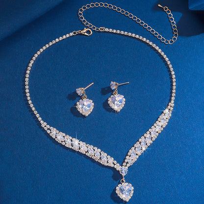 📿 50% RABATT!💎 Funkelndes Herz‑Halsketten‑ und Ohrringe‑Set, elegantes Schmuckset für Alltag & Feier 💖