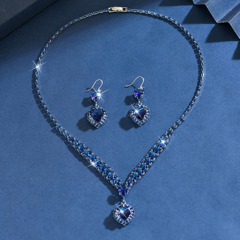 📿 50% RABATT!💎 Funkelndes Herz‑Halsketten‑ und Ohrringe‑Set, elegantes Schmuckset für Alltag & Feier 💖