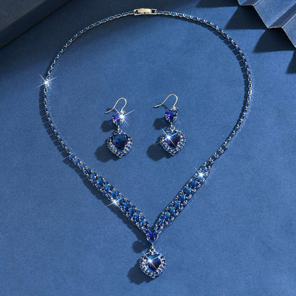 📿 50% RABATT!💎 Funkelndes Herz‑Halsketten‑ und Ohrringe‑Set, elegantes Schmuckset für Alltag & Feier 💖