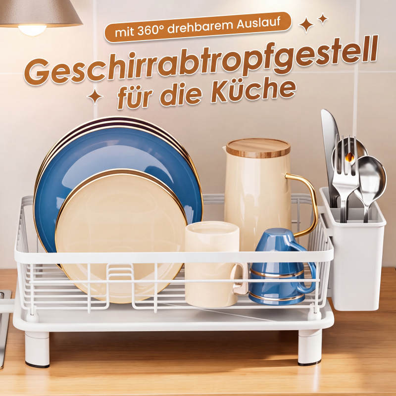 🔥Solange der Vorrat reicht 50 % Rabatt!🎉Küchengeschirr-Abtropfgestell mit 360° drehbarem Ausguss