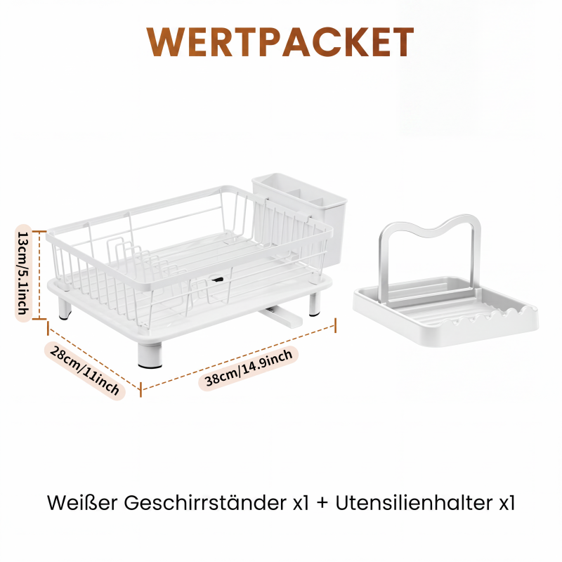 🔥Solange der Vorrat reicht 50 % Rabatt!🎉Küchengeschirr-Abtropfgestell mit 360° drehbarem Ausguss
