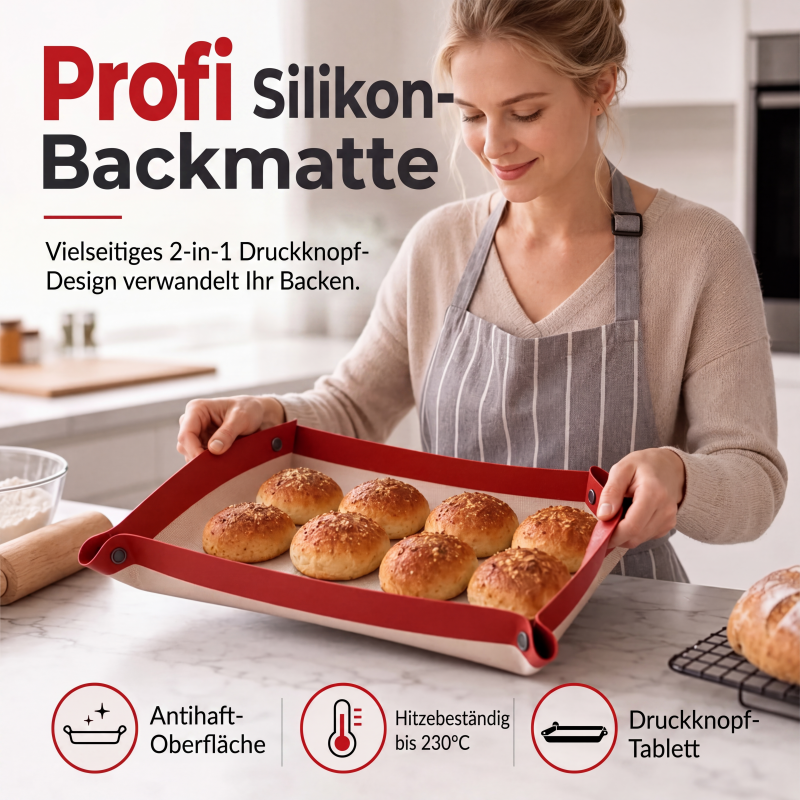 🍳✨ Wiederverwendbare Silikon‑Backmatte | Antihaftbeschichtet für Backen & Kochen