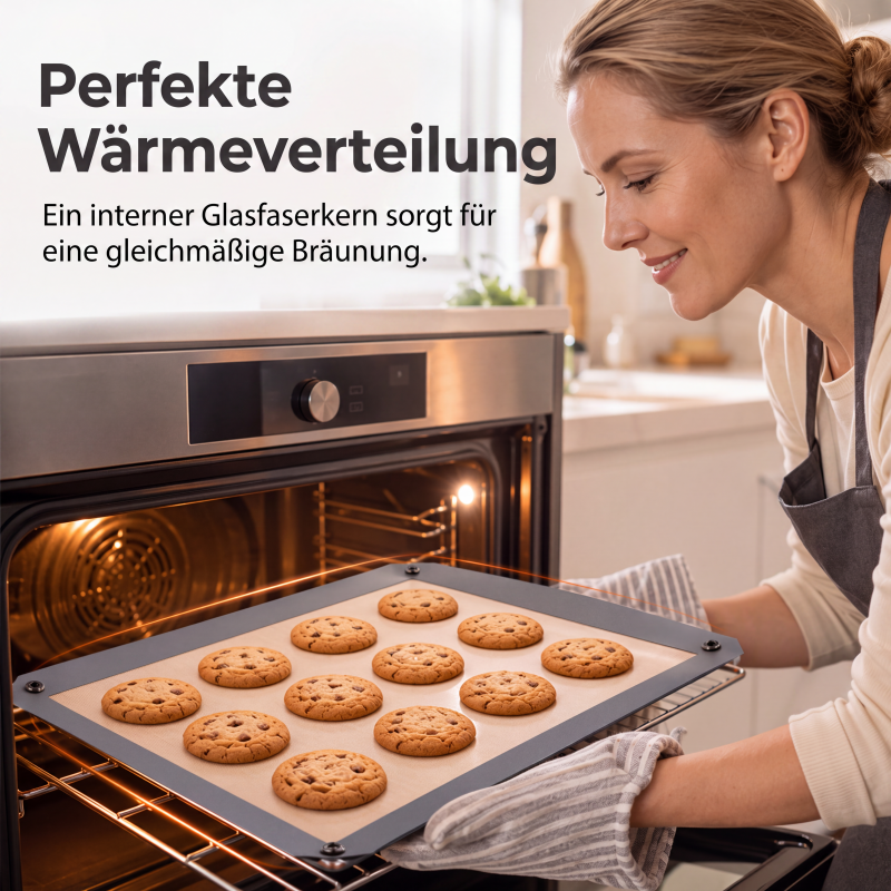 🍳✨ Wiederverwendbare Silikon‑Backmatte | Antihaftbeschichtet für Backen & Kochen