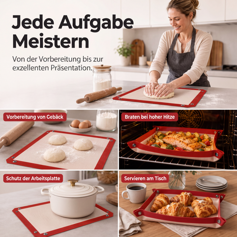 🍳✨ Wiederverwendbare Silikon‑Backmatte | Antihaftbeschichtet für Backen & Kochen