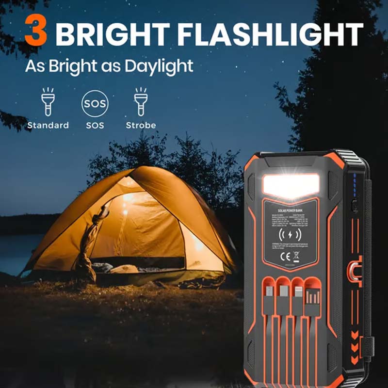 📢📢40% RABATT !!⏰Solar-Powerbank 20000mAh mit LED-Taschenlampe – Solarladefunktion, hohe Kapazität & helles Licht – Ideal für Outdoor, Camping & Notfälle 🔦