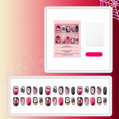 🎃🦇👻 Halloween Aufklebe‑Nagelset ✨ Gruselige Design Künstliche Nägel für Party & Kostüm