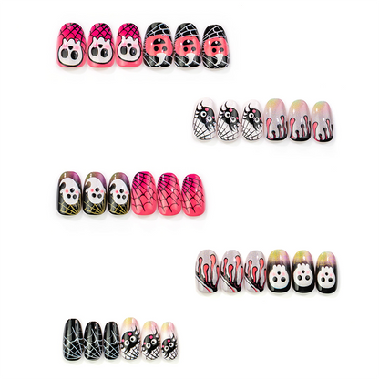 🎃🦇👻 Halloween Aufklebe‑Nagelset ✨ Gruselige Design Künstliche Nägel für Party & Kostüm