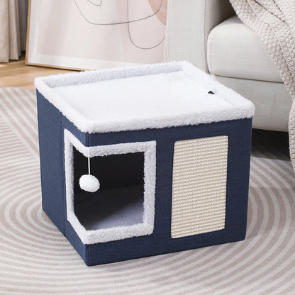 🐾 2-in-1 Faltbarer Haustierhocker mit Stauraum – Gemütliches Katzen- & Hundebett und praktischer Sitzhocker