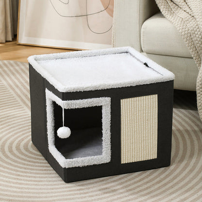 🐾 2-in-1 Faltbarer Haustierhocker mit Stauraum – Gemütliches Katzen- & Hundebett und praktischer Sitzhocker