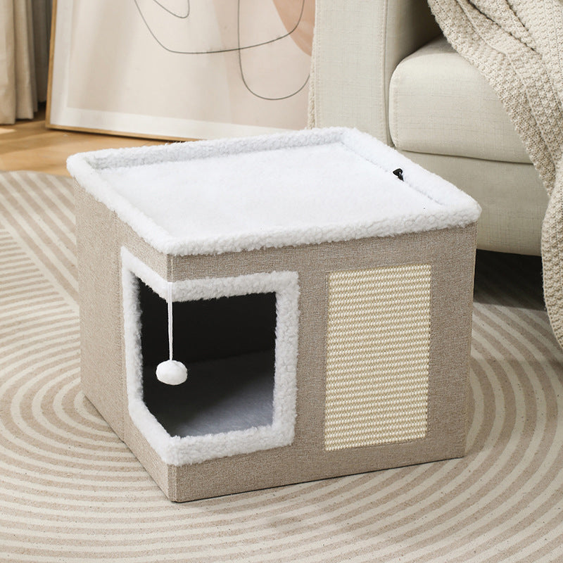 🐾 2-in-1 Faltbarer Haustierhocker mit Stauraum – Gemütliches Katzen- & Hundebett und praktischer Sitzhocker