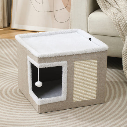 🐾 2-in-1 Faltbarer Haustierhocker mit Stauraum – Gemütliches Katzen- & Hundebett und praktischer Sitzhocker