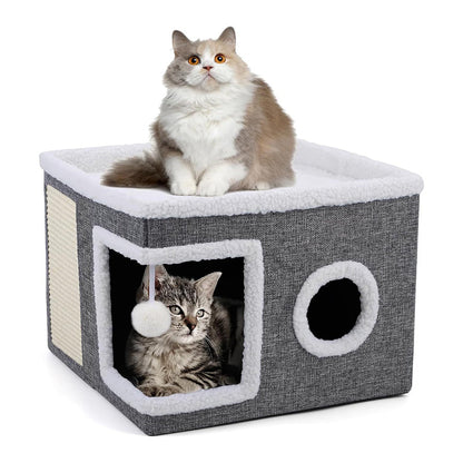 🐾 2-in-1 Faltbarer Haustierhocker mit Stauraum – Gemütliches Katzen- & Hundebett und praktischer Sitzhocker