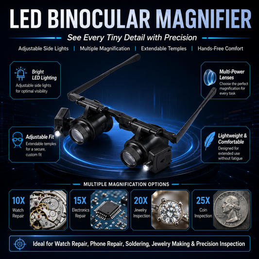 🛠️🔍 Nie wieder müde Augen und schlechte Beleuchtung! Die ultimative 25-fache Vergrößerungsbrille mit einstellbarer Dual-LED-Beleuchtung zeigt Uhren, Schmuck und Elektronik gestochen scharf.