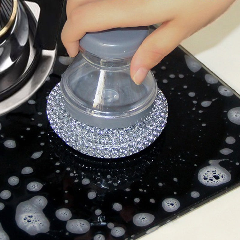🔥50 % Rabatt🔥Soap-Dispensing Scrubber Brush – Press Dispense, Detachable, Durable ✨