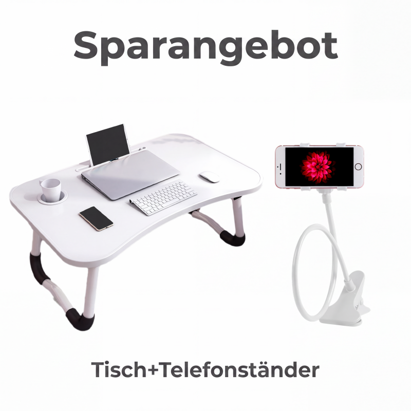 ✨🖥️🛏️ Klappbarer Laptop‑Bettisch mit Becherhalter – Komfortabler Betttisch für Arbeiten, Essen im Bett & auf dem Sofa