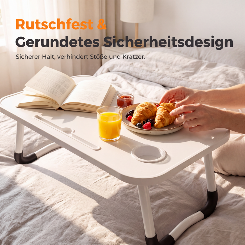 ✨🖥️🛏️ Klappbarer Laptop‑Bettisch mit Becherhalter – Komfortabler Betttisch für Arbeiten, Essen im Bett & auf dem Sofa