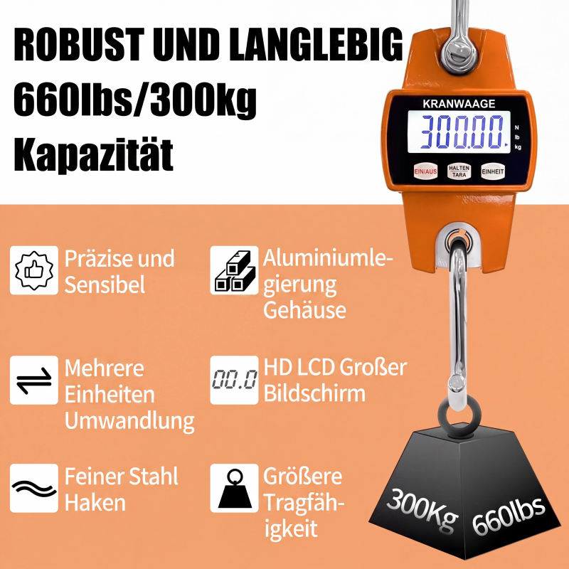 ⏳Zeitlich begrenztes Sonderangebot⏰Digitale Hängewaage mit 500 kg Tragkraft