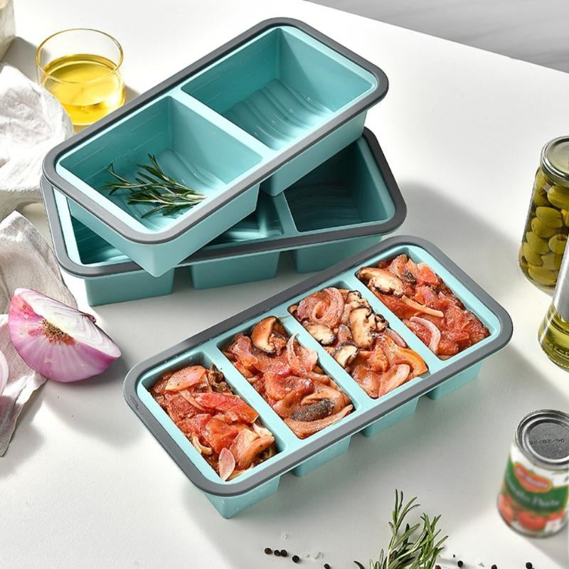 🍱 Silikon-Frischhaltedose mit Fächern und Deckel – Gefrier- und mikrowellengeeignete Lunchbox für Küche und Alltag