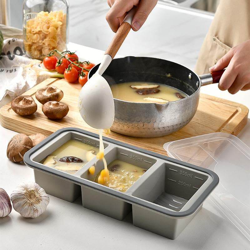 🍱 Silikon-Frischhaltedose mit Fächern und Deckel – Gefrier- und mikrowellengeeignete Lunchbox für Küche und Alltag