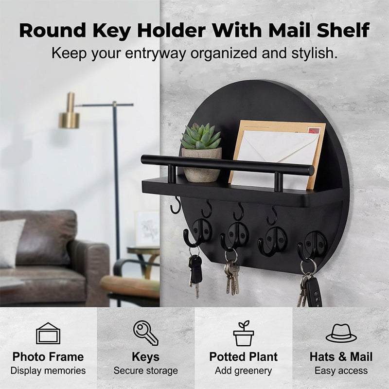 🏠 Wandmontierter Schlüsselhalter mit Ablage & Haken