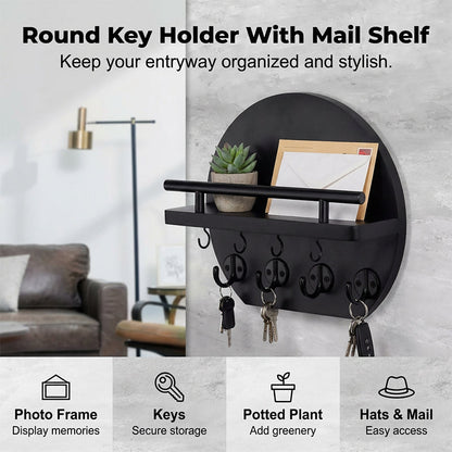 🏠 Wandmontierter Schlüsselhalter mit Ablage & Haken