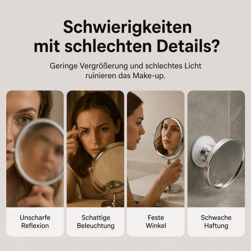 🔍10‑fach vergrößernder LED Schminkspiegel mit Saugnapf ✨Perfekt für präzises Make‑up