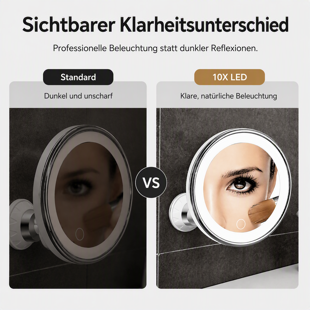 🔍10‑fach vergrößernder LED Schminkspiegel mit Saugnapf ✨Perfekt für präzises Make‑up