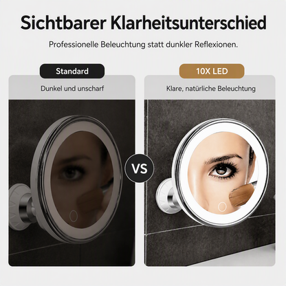 🔍10‑fach vergrößernder LED Schminkspiegel mit Saugnapf ✨Perfekt für präzises Make‑up