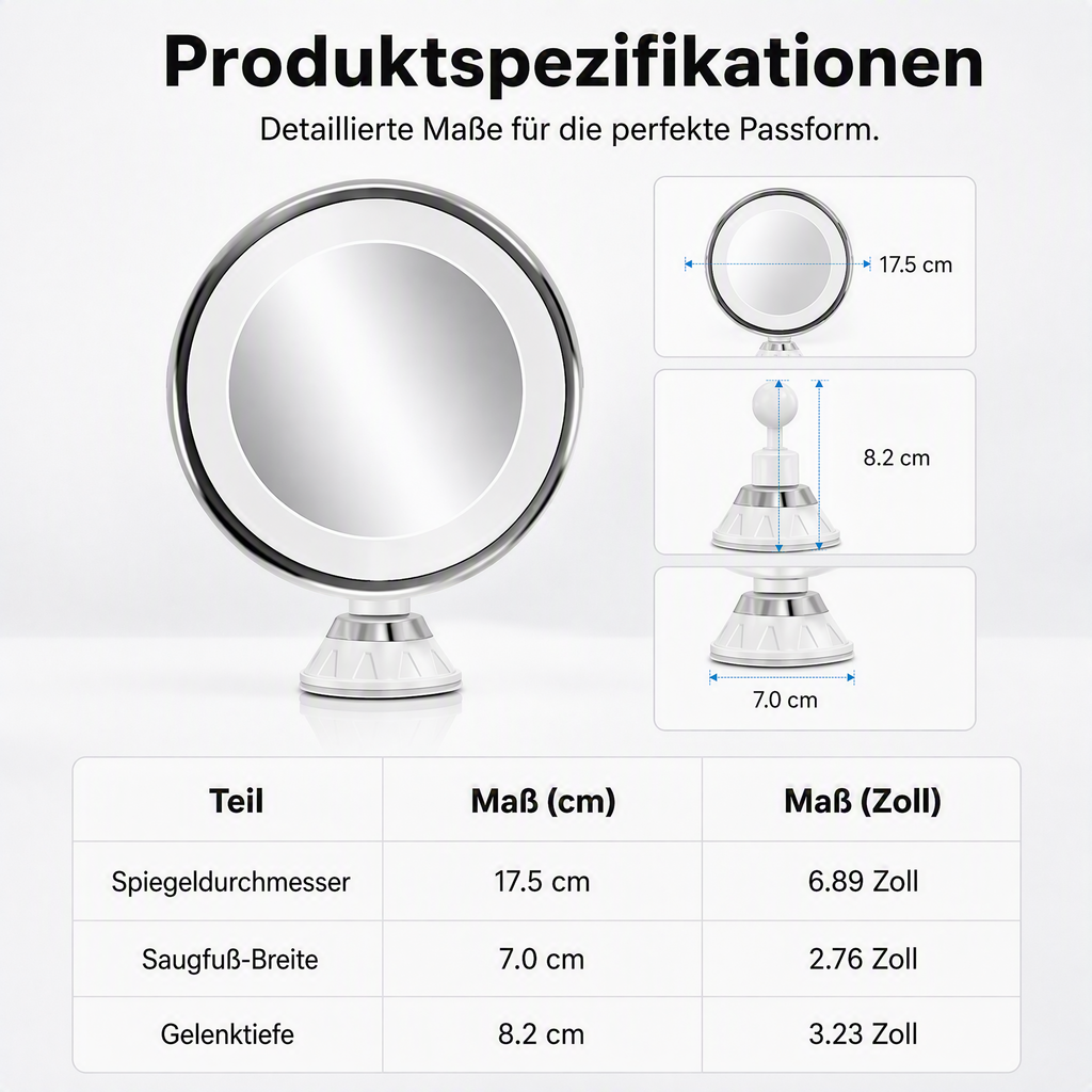🔍10‑fach vergrößernder LED Schminkspiegel mit Saugnapf ✨Perfekt für präzises Make‑up