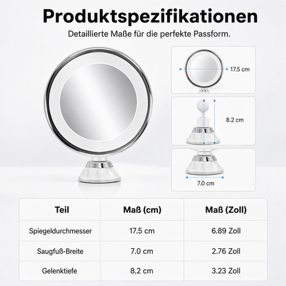 🔍10‑fach vergrößernder LED Schminkspiegel mit Saugnapf ✨Perfekt für präzises Make‑up