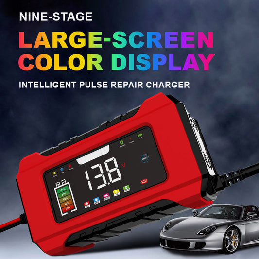 🔋12V 6A Intelligentes Autobatterie‑Ladegerät mit LCD‑Display | Auto Batterieladegerät für KFZ, Motorrad & Boot