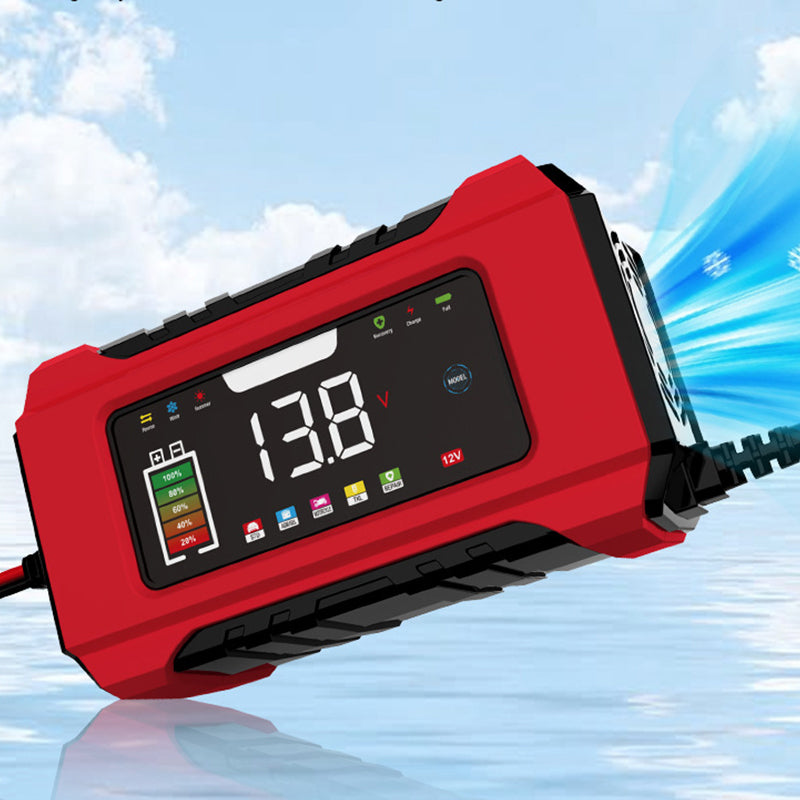 🔋12V 6A Intelligentes Autobatterie‑Ladegerät mit LCD‑Display | Auto Batterieladegerät für KFZ, Motorrad & Boot