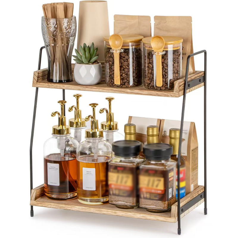 🥘2‑stöckiges Küchenregal 📐 Für Arbeitsfläche | Platzsparender Küchen Organizer für Zubehör & Gewürze