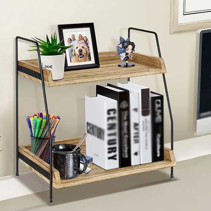 🥘2‑stöckiges Küchenregal 📐 Für Arbeitsfläche | Platzsparender Küchen Organizer für Zubehör & Gewürze