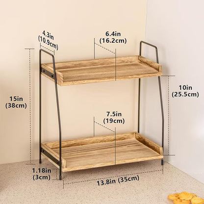 🥘2‑stöckiges Küchenregal 📐 Für Arbeitsfläche | Platzsparender Küchen Organizer für Zubehör & Gewürze