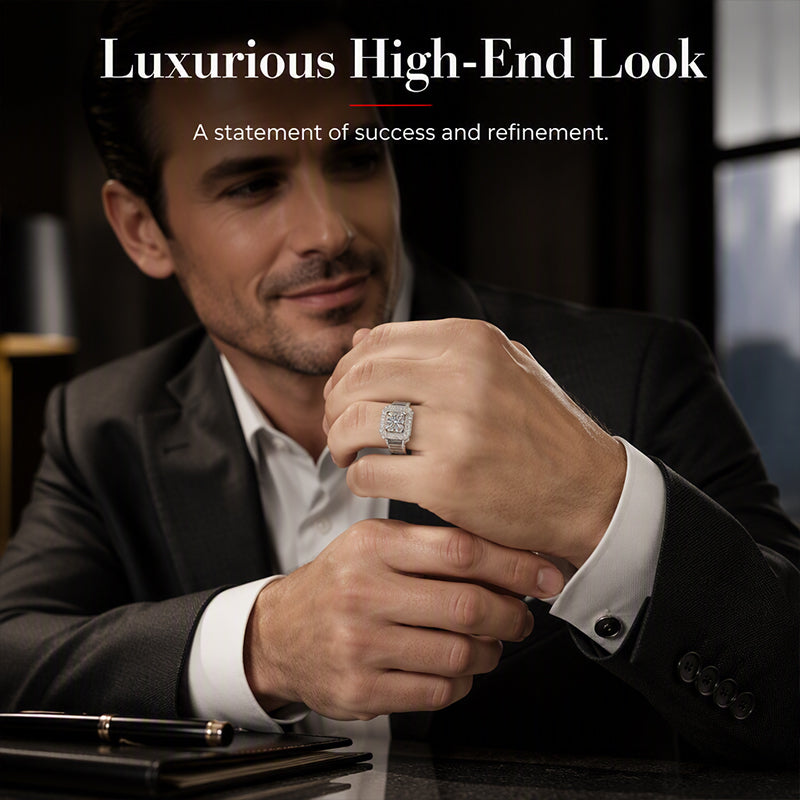 💍50 % RABATT⏰ Eleganter funkelnder quadratischer Halo‑Ring, fängt das Licht wunderschön ein – ideal für Party, Verlobung oder Geschenk