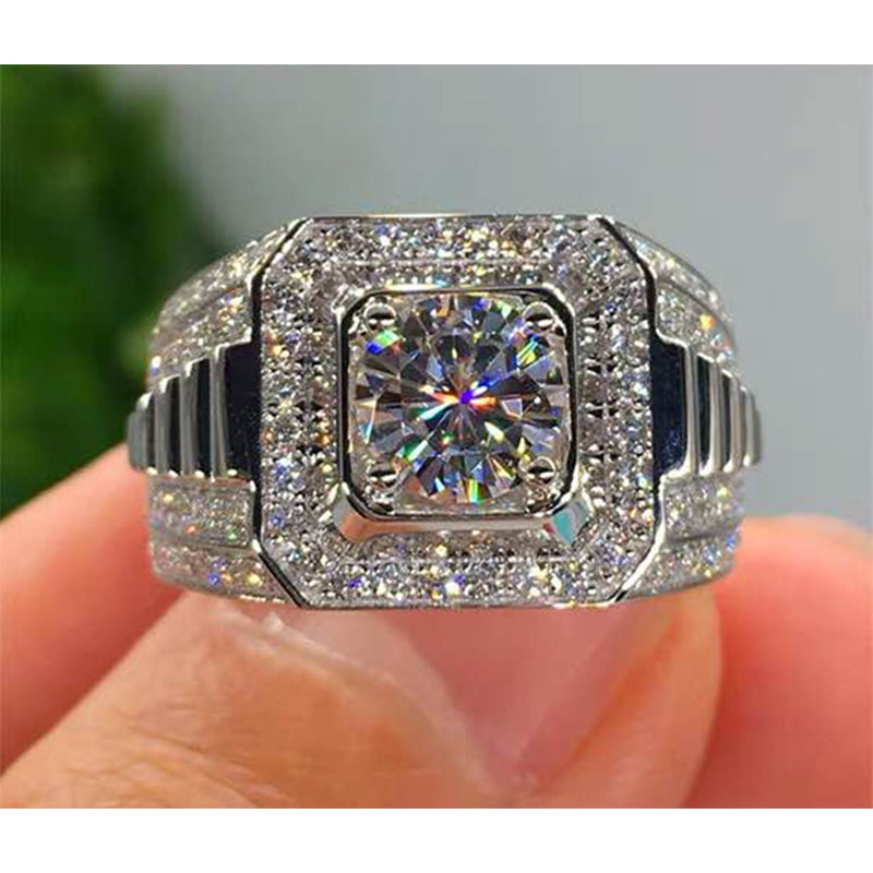💍50 % RABATT⏰ Eleganter funkelnder quadratischer Halo‑Ring, fängt das Licht wunderschön ein – ideal für Party, Verlobung oder Geschenk