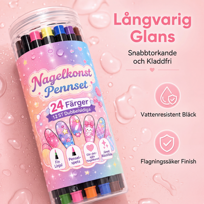 💥24-Farben-Nagelkunststifte, 12 doppelseitige Stifte mit zwei Spitzen
